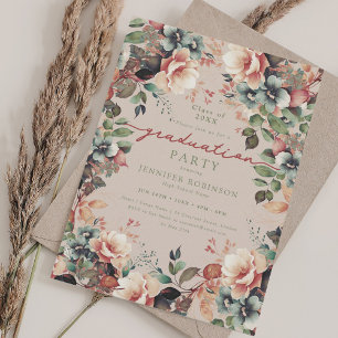 Invitation Boho Summer Floral Graduation Party Champagne