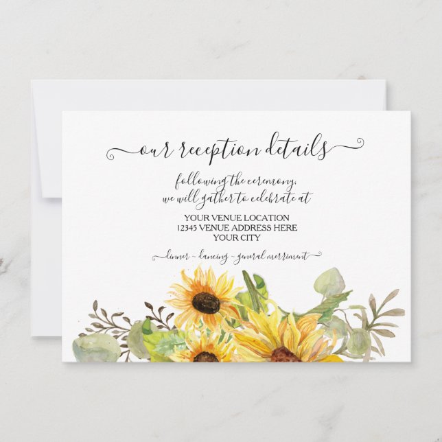 Invitation BOHO Sunflower Aquarelle Florale Rustique Réceptio (Devant)