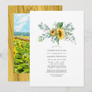 Invitation Boho Sunflower Eucalyptus Célébration de la vie In