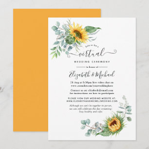 Invitation Boho Sunflower Eucalyptus Mariage virtuel en ligne