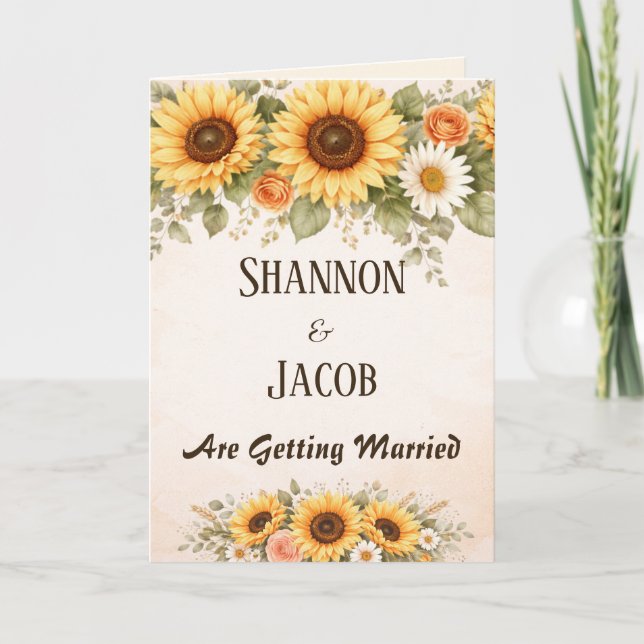 Invitation Boho Sunflower Floral Elegant Custom Wedding  (Devant)