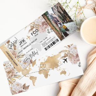 Invitation Boho Surprise Anniversaire Pass Voyage Ticket