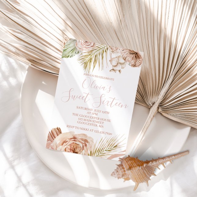 Invitation Boho Sweet sixteen Floral 16e anniversaire (Créateur téléchargé)