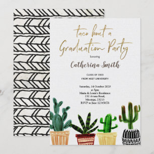 Invitation Boho Taco à propos d'une fête de diplôme Mexique