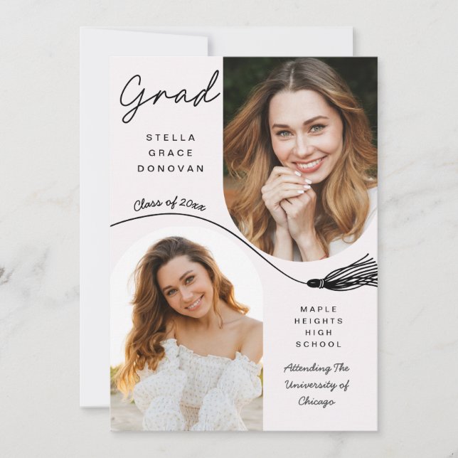 Invitation Boho Tassel Grad Announcement with Photo (Devant)
