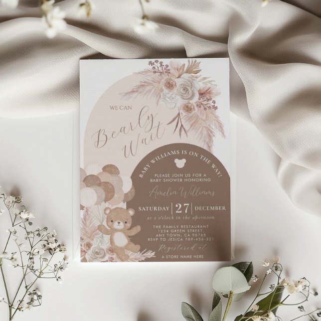Invitation Boho Teddy Bear Baby shower d'attente Brown (Créateur téléchargé)