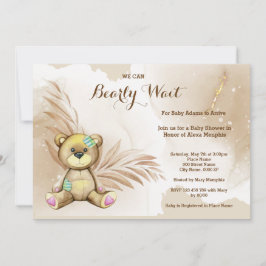Invitation Boho Teddy Bear Bearly Wait Baby shower