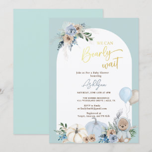 Invitation Boho Teddy Bear Citrouille Boy Bearly Baby shower