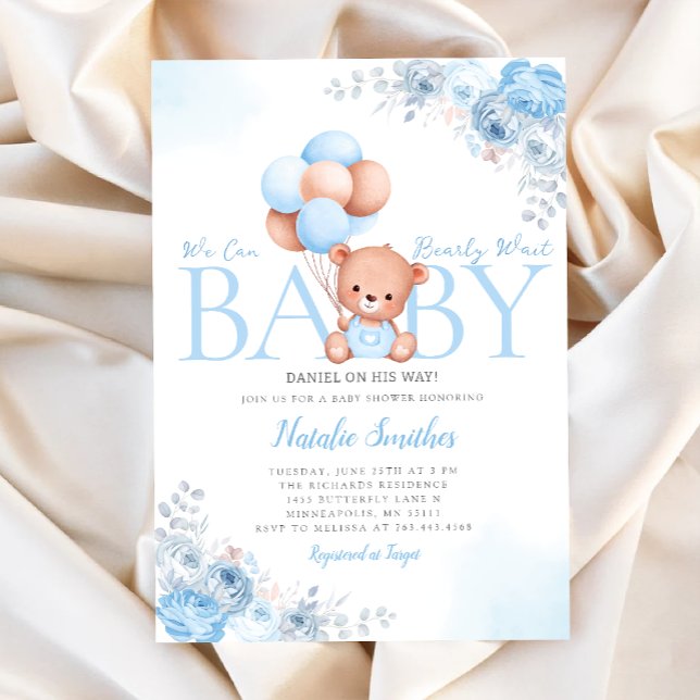 Invitation Boho Teddy Bear Nous Pouvons Bearly Wait Baby show (Créateur téléchargé)