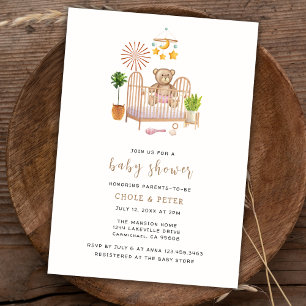 Invitation Boho Teddy Bear Nursery Baby shower