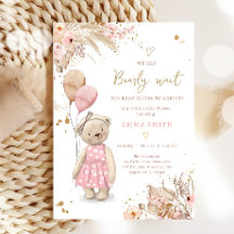 Boho Teddy Bear Pique-nique Girl Baby shower rose