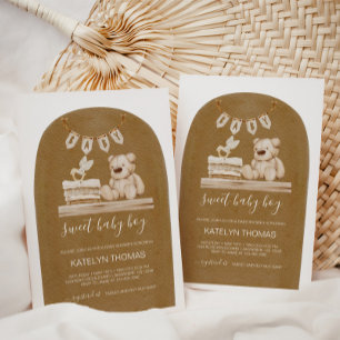 Invitation Boho Teddy Bear Sexe Baby shower neutre
