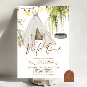 Invitation Boho Teepee Wild One Boy Premier anniversaire