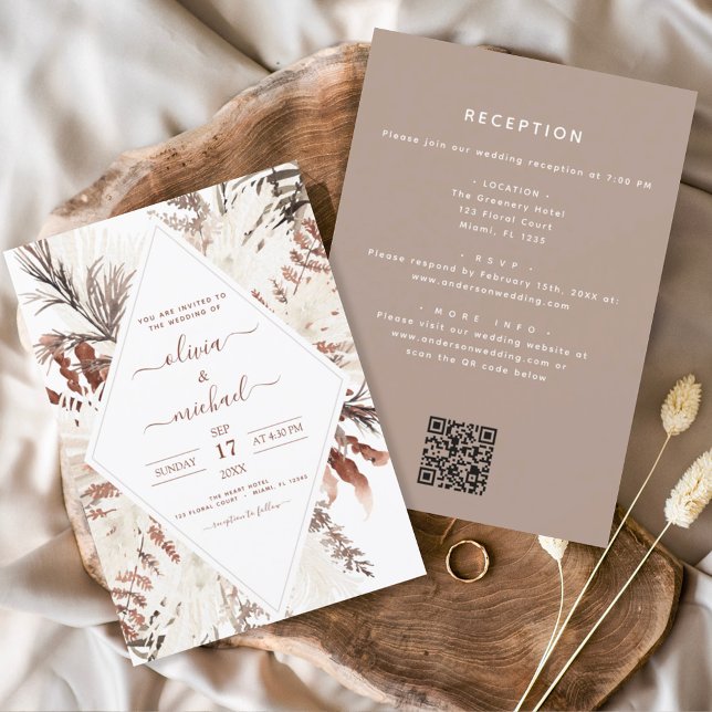 Invitation Boho Terracotta All in One QR Code Mariage (Créateur téléchargé)