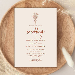 Invitation Boho Terracotta brûlé Orange Rustique Mariage