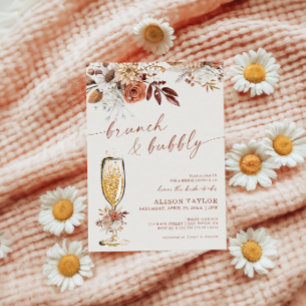 Invitation Boho Terracotta Brunch Fête des mariées Bubbly