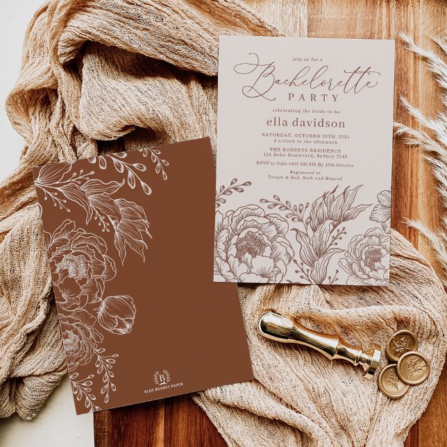 Invitation Boho Terracotta Floral Bachelorette Party (Créateur téléchargé)