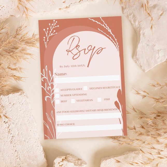Invitation Boho terracotta floral chorale mariage arch (Créateur téléchargé)