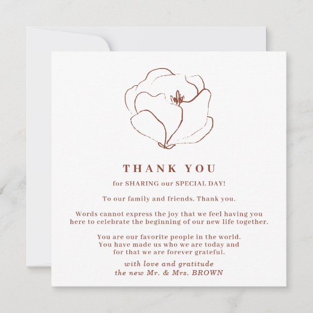 Invitation Boho Terracotta Indie Rustique Simple merci (Devant)