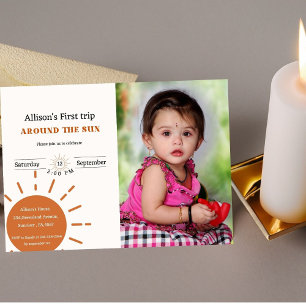 Invitation Boho terracotta premier voyage autour du soleil