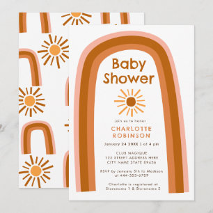 Invitation Boho Terracotta Rainbow Sun Baby shower