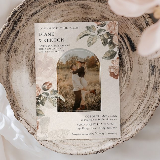 Invitation Boho Terracotta Rose Sage Greenery Wedding | (Créateur téléchargé)