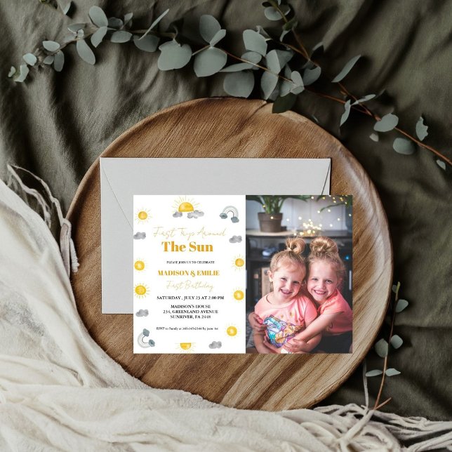 Invitation Boho terracotta Twins premier voyage premier anniv (Créateur téléchargé)