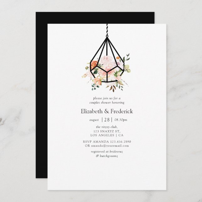 Invitation Boho Terrarium géométrique Floral Couples Douche (Devant / Derrière)