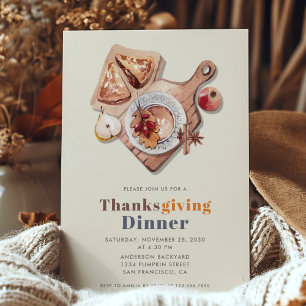 Invitation Boho Thanksgiving Dîner Fête