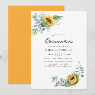 Invitation Boho Tournesol Eucalyptus Quinceañera