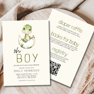 Invitation Boho tout en un Oh Boy Dinosaur Baby shower