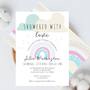 Invitation Boho trempé avec amour Baby shower arc-en-ciel