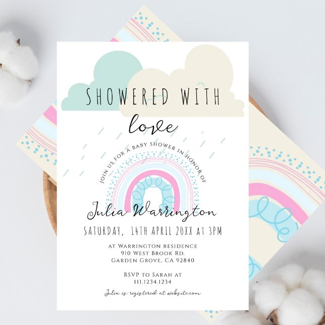 Invitation Boho trempé avec amour Baby shower arc-en-ciel (Créateur téléchargé)