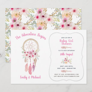 Invitation Boho Tribal Baby Girl Shower Dream Catcher