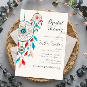 Invitation Boho Tribal plume Attrape-rêves Enterrement de vie