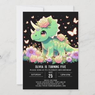Invitation Boho Triceratops Dinosaur Anniversaire numérique