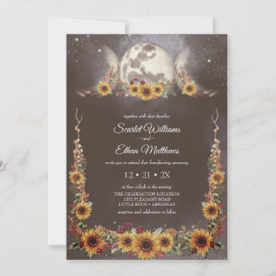 Invitation Boho Triple Moon Phases Tournesol Handfasting