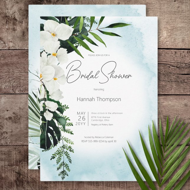 Invitation Boho Tropical Aqua Fête des mariées aquarelle (Boho Tropical Aqua Watercolor Bridal Shower Invitation)