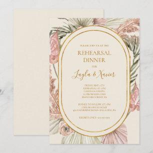 Invitation Boho Tropical Botanical Dîner de répétition en i