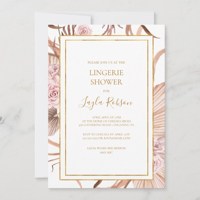 Invitation Boho Tropical Botanical | Douche Lingerie (Devant)