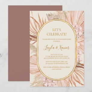 Invitation Boho Tropical Botanical Dusty Rose Célébrons