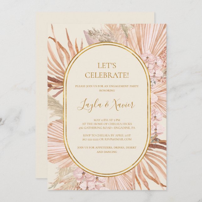 Invitation Boho Tropical Botanical | Ivory Célébrons (Devant / Derrière)