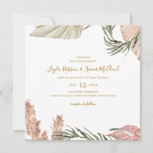 Invitation Boho Tropical Botanical Mariage Carré simple