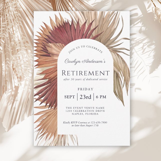Invitation Boho Tropical Fan Palms Retraite Party (Available as printed and paperless digital download!)