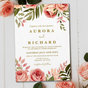 Invitation Boho Tropical Floral Autumnal Mariage de cuivre