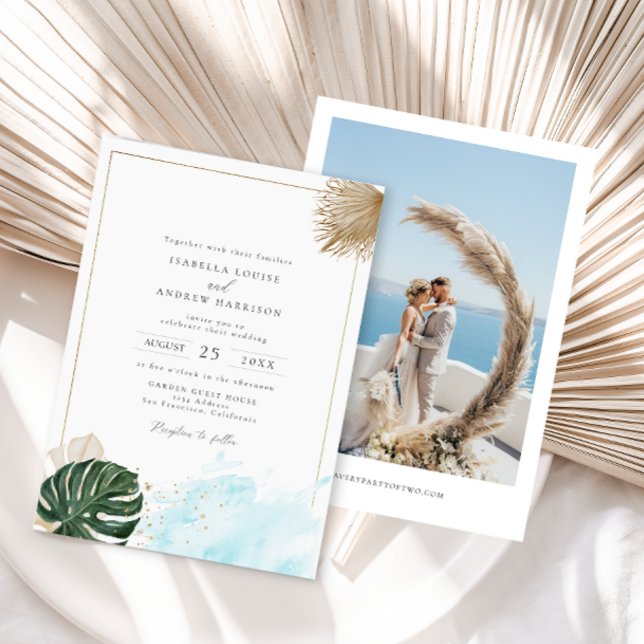 Invitation Boho Tropical Palm Beach Mariage (Créateur téléchargé)