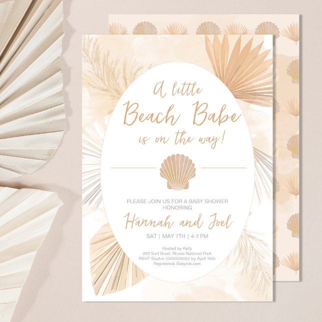 Invitation Boho Tropical Seashell Baby shower neutre de genre (Créateur téléchargé)
