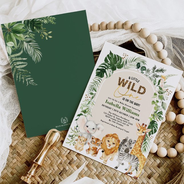 Invitation Boho Tropical Wild Party Animaux Baby showers garç (Créateur téléchargé)