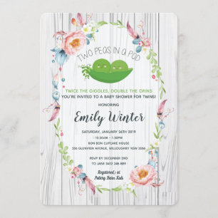 Invitation Boho Two Peas dans le Baby shower des jumeaux Pod