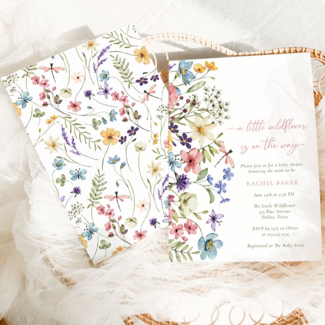 Invitation Boho Un Petit Baby shower De Fille Fleur sauvage (Créateur téléchargé)